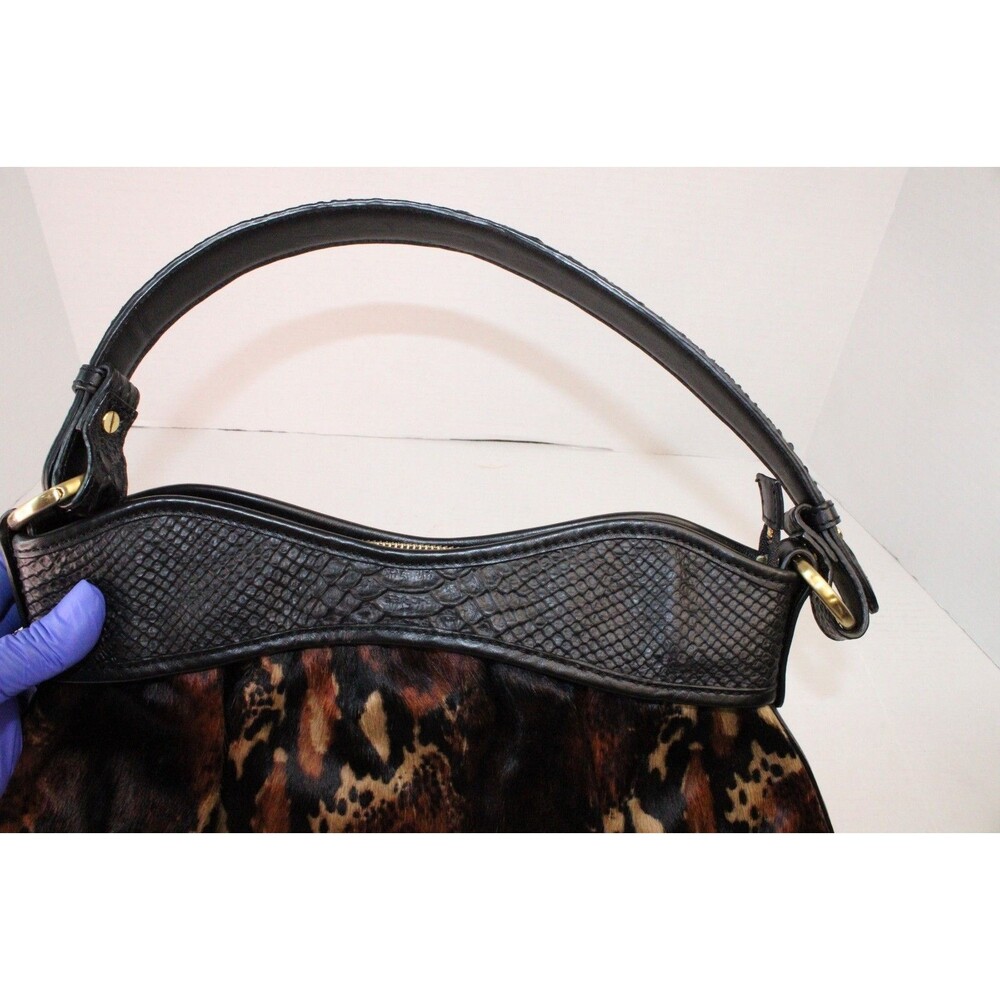 Adrienne Vittadini Snakeskin leather accent Tiger Print Hobo Dustbag - Picture 11 of 16